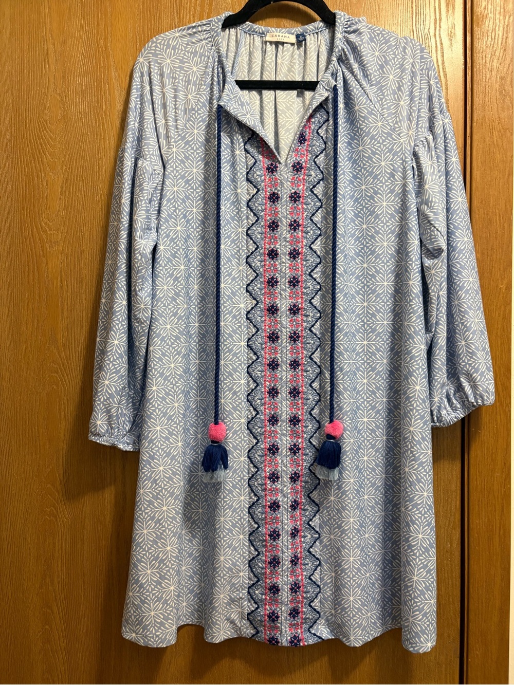Cabana Life Blue and Pink Embroidered Swim Coverup